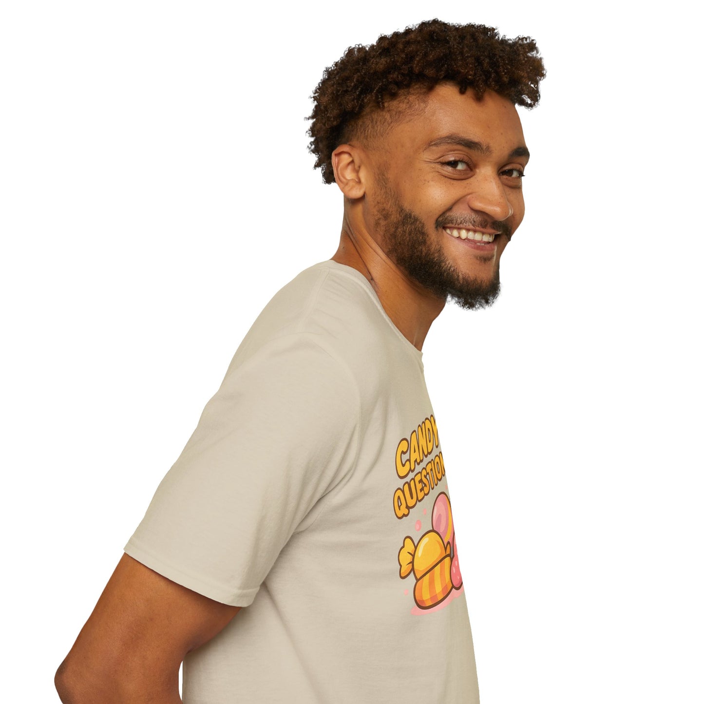 "Candy First, Questions Later" Unisex T-Shirt - Playful Graphic Tee, Fun Gift for Candy Lovers, Perfect for Parties, Quirky Fashion