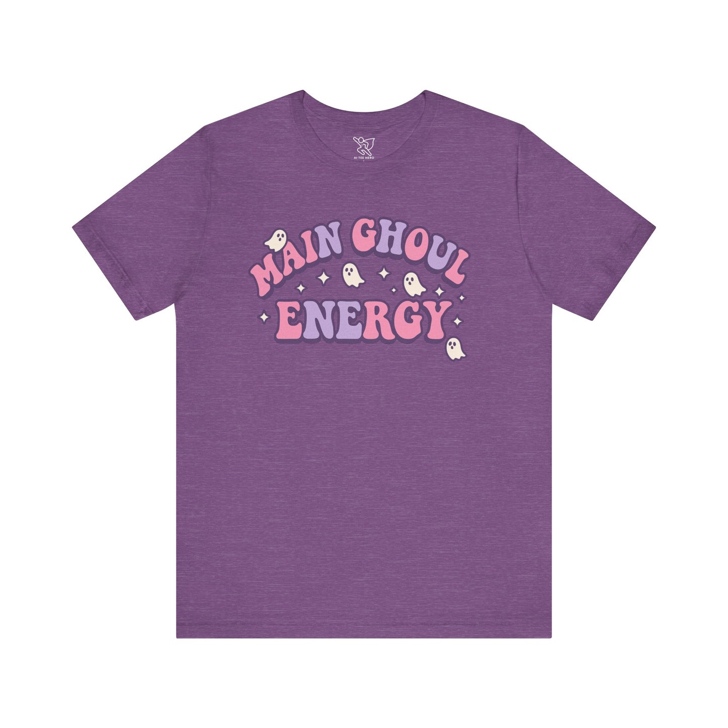 "Main Ghoul Energy" Unisex Short Sleeve T-Shirt, Halloween Party Shirt, Cute Graphic Tee, Gift for Ghost Lovers, Trendy Casual Wear