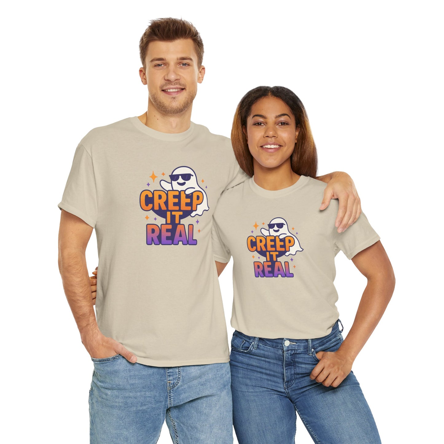 "Creep It Real" Halloween Humor Unisex Graphic Shirt, Ghost Lover Gift, Spooky Season Apparel, Funny Halloween T-Shirt
