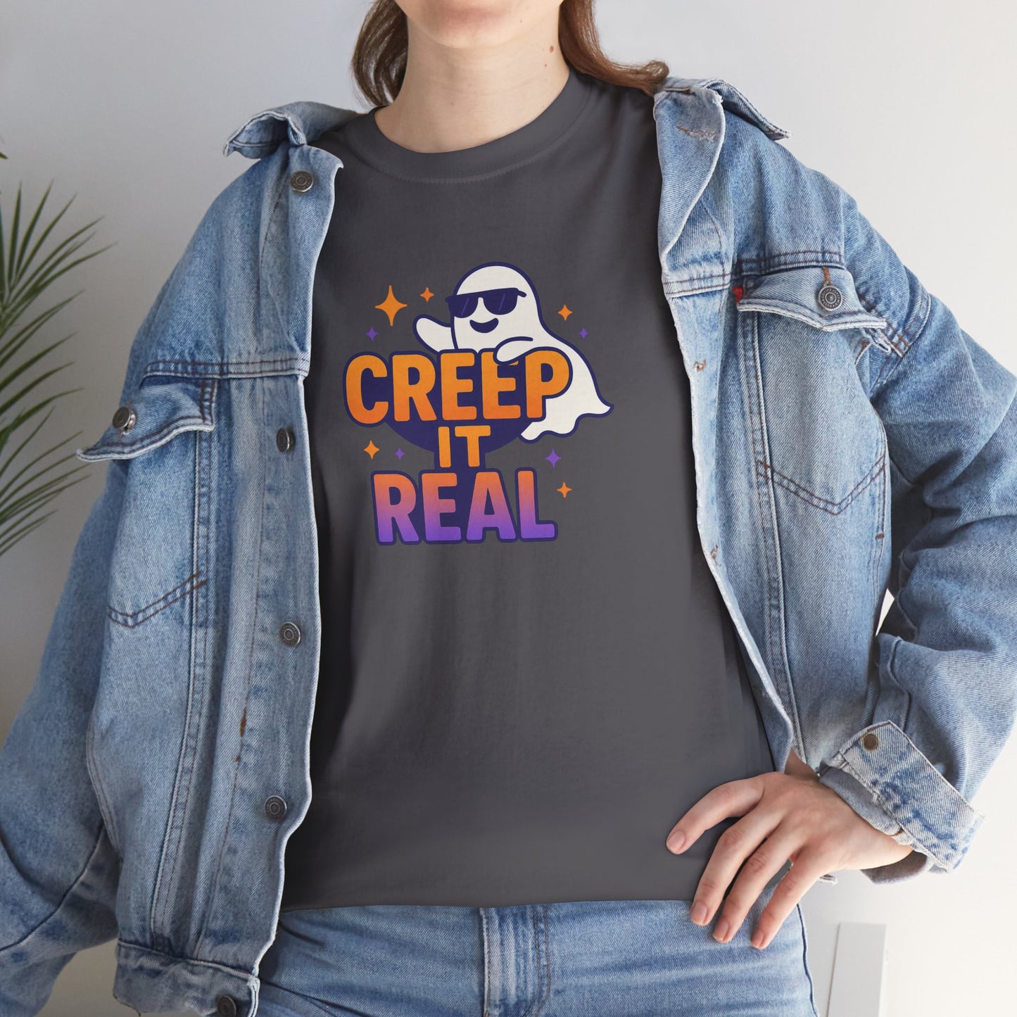 "Creep It Real" Halloween Humor Unisex Graphic Shirt, Ghost Lover Gift, Spooky Season Apparel, Funny Halloween T-Shirt