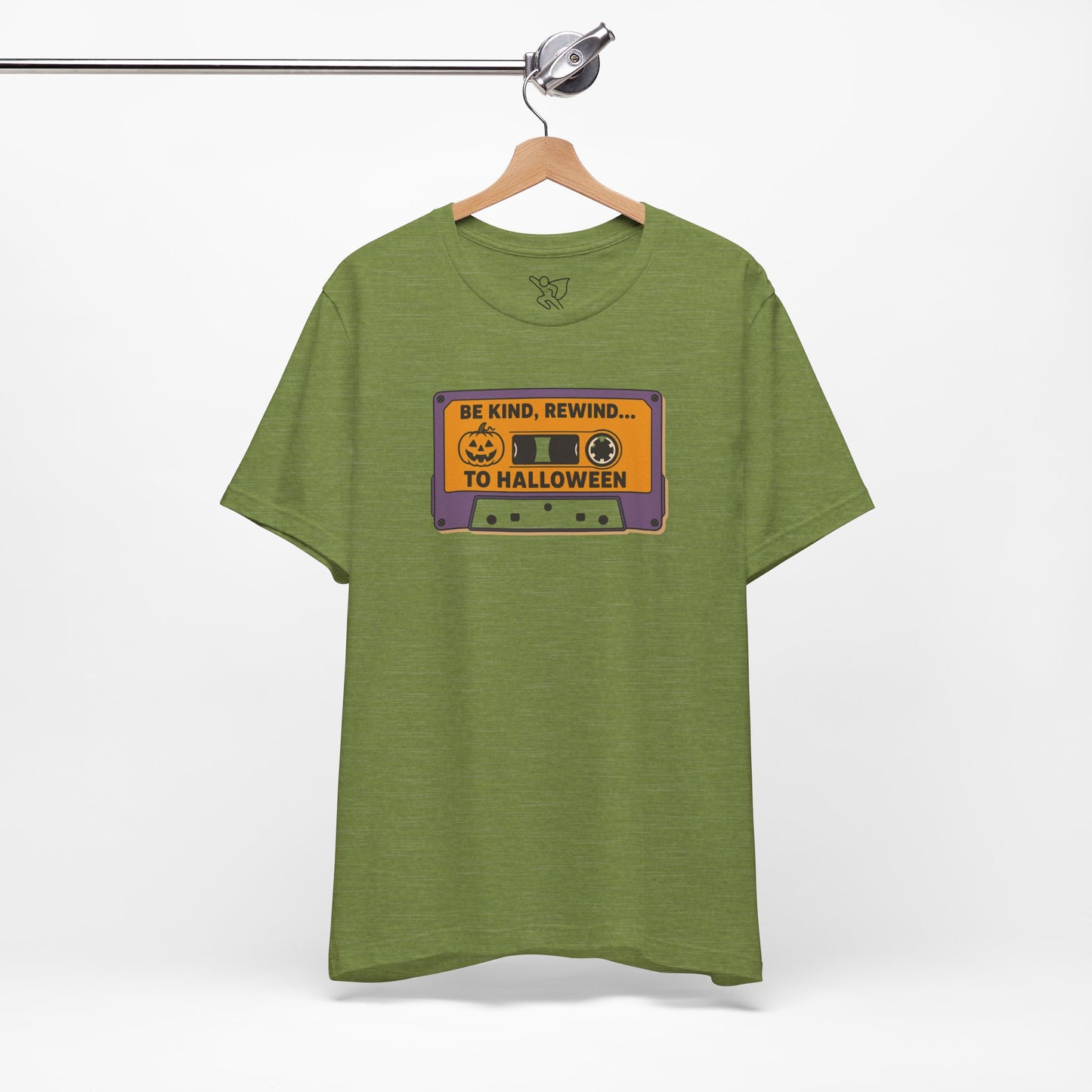 "Be Kind, Rewind to Halloween" T-Shirt, Unisex Casual Wear, Spooky Season Top, Vintage Style Shirt
