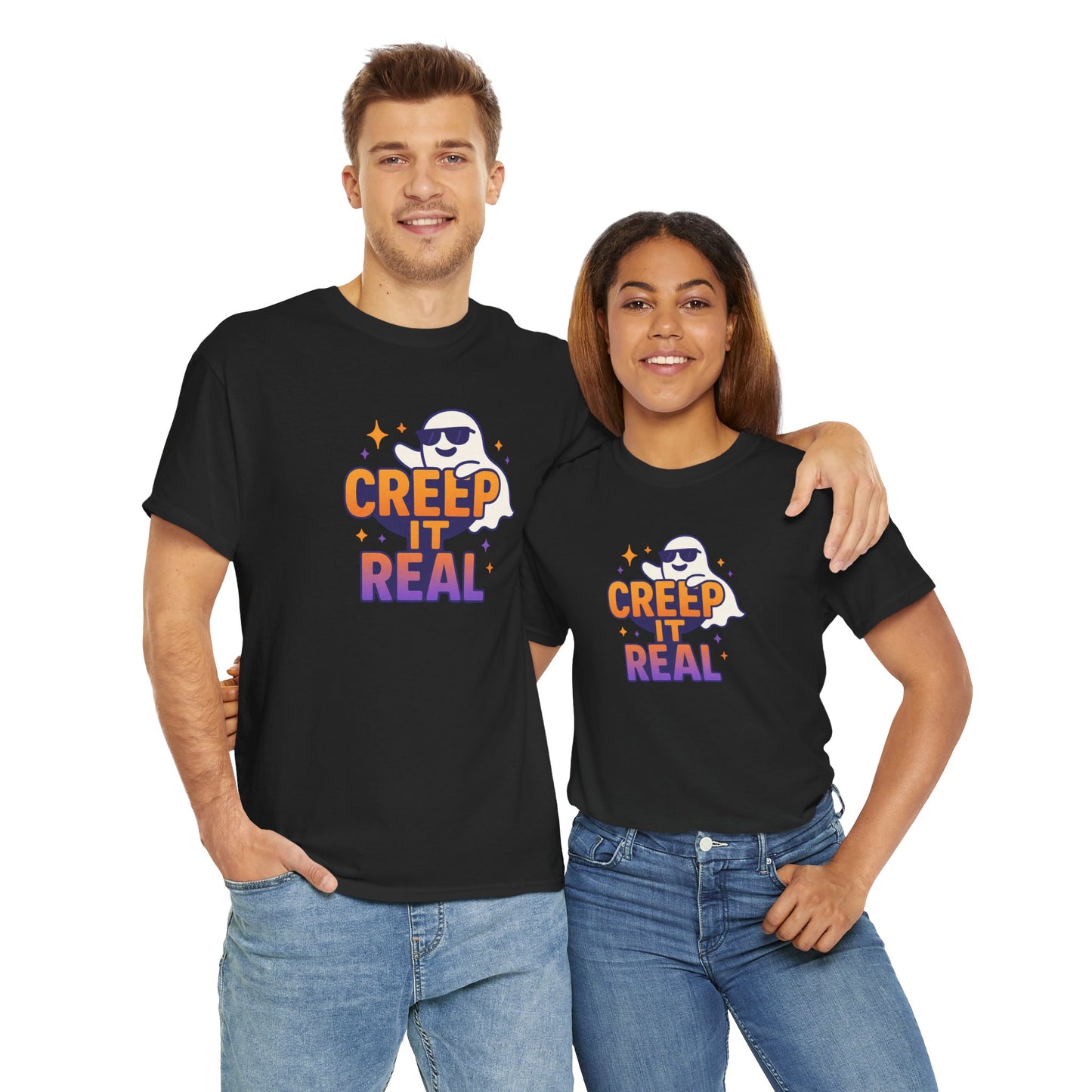 "Creep It Real" Halloween Humor Unisex Graphic Shirt, Ghost Lover Gift, Spooky Season Apparel, Funny Halloween T-Shirt
