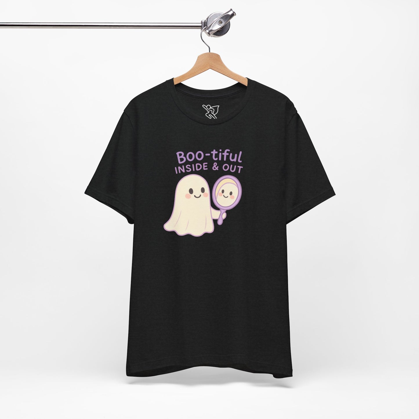 "Boo-tiful Inside Out" Ghost Tee, Cute Halloween Shirt, Unisex Short Sleeve T-Shirt, Fall Apparel, Spooky Vibes, Gift for Halloween Lovers