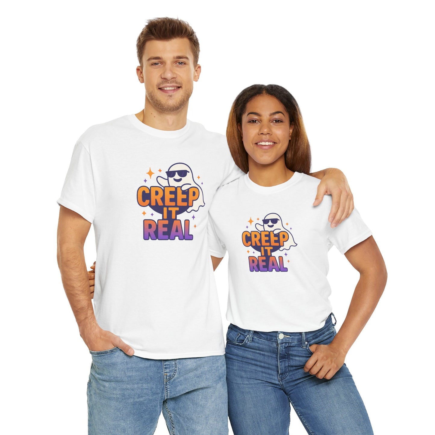 "Creep It Real" Halloween Humor Unisex Graphic Shirt, Ghost Lover Gift, Spooky Season Apparel, Funny Halloween T-Shirt