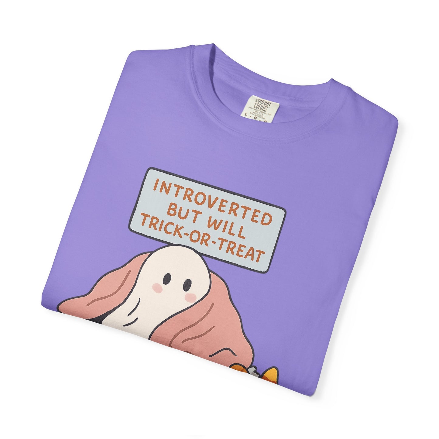 "Introverted But Will Trick or Treat" Unisex Halloween Tee, Funny Trick-or-Treat Shirt, Spooky Season Apparel, Gift for Introverts