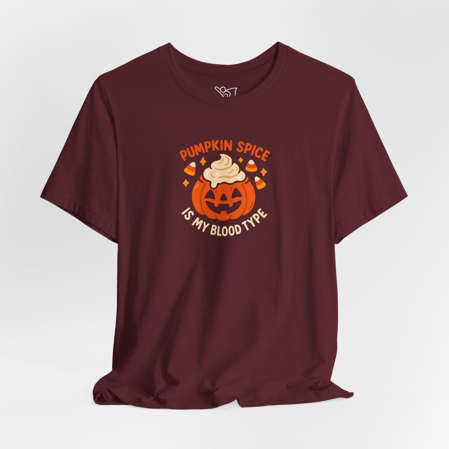 "Pumpkin Spice is My Blood Type" Short Sleeve Tee Fall Fashion, Halloween Shirt, Coffee Lover Gift, Autumn Wardrobe, Seasonal Tee