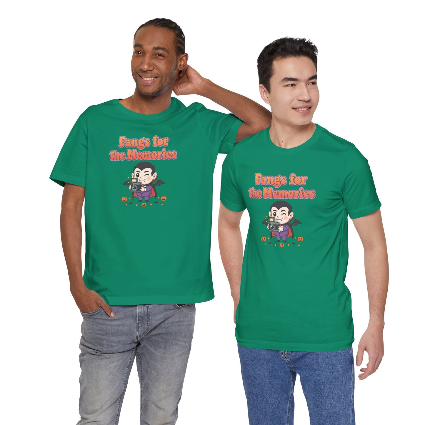 "Fangs for the Memories" Unisex Short Sleeve Shirt, Casual Halloween Outfit, Gift for Spooky Season, Halloween Shirt