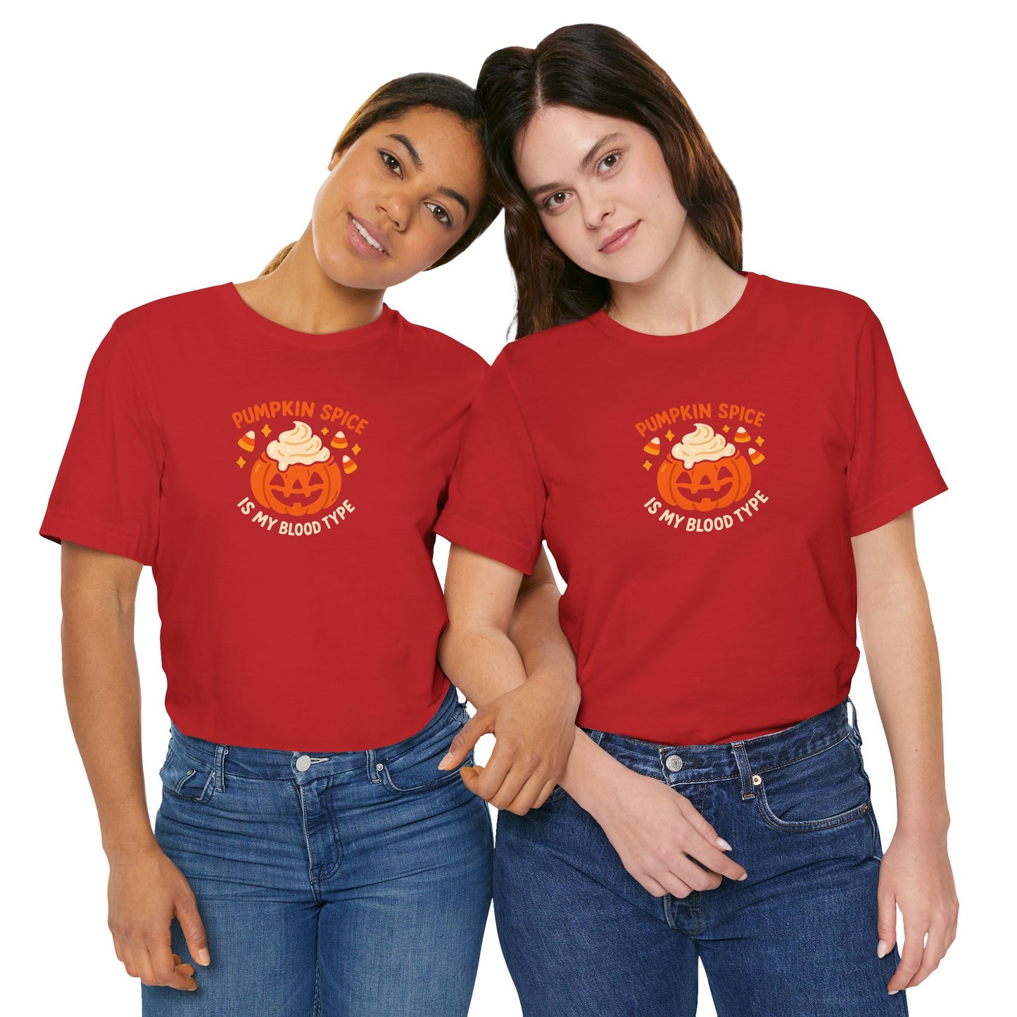 "Pumpkin Spice is My Blood Type" Short Sleeve Tee Fall Fashion, Halloween Shirt, Coffee Lover Gift, Autumn Wardrobe, Seasonal Tee