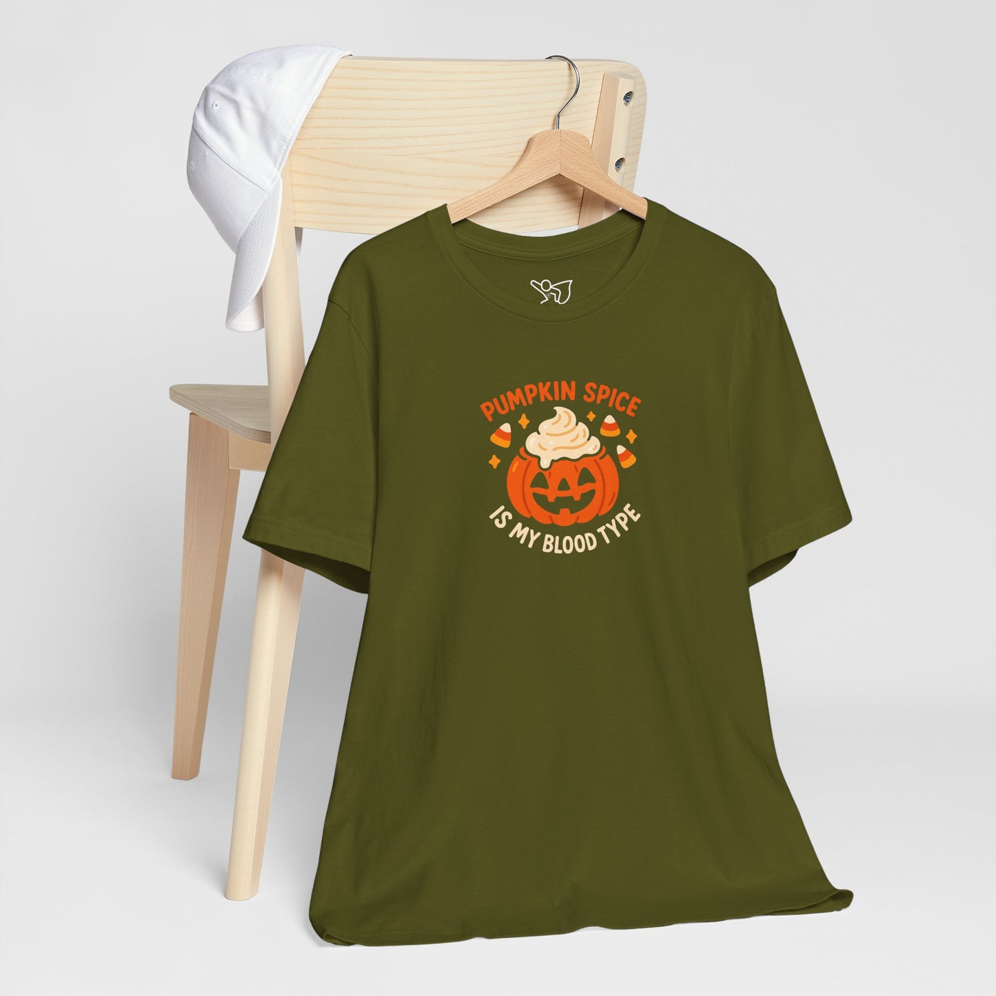 "Pumpkin Spice is My Blood Type" Short Sleeve Tee Fall Fashion, Halloween Shirt, Coffee Lover Gift, Autumn Wardrobe, Seasonal Tee