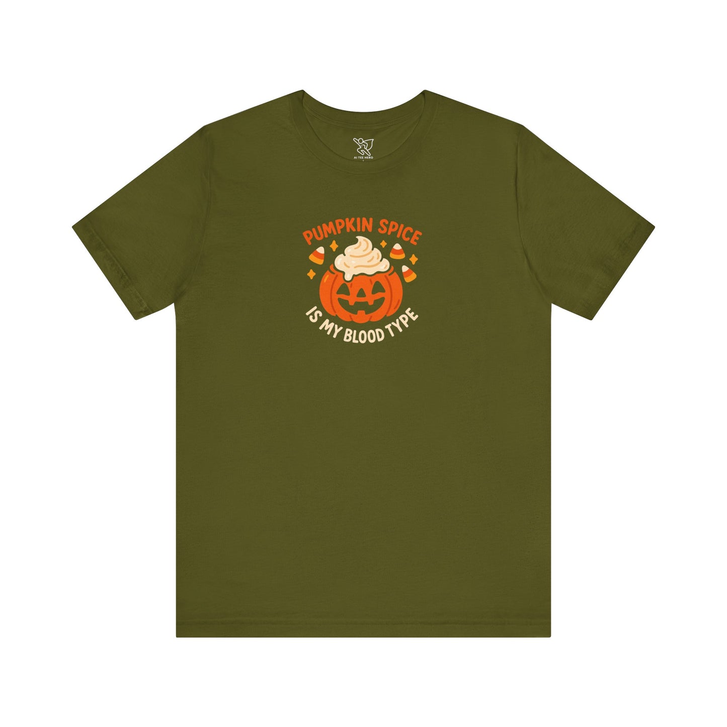 "Pumpkin Spice is My Blood Type" Short Sleeve Tee Fall Fashion, Halloween Shirt, Coffee Lover Gift, Autumn Wardrobe, Seasonal Tee