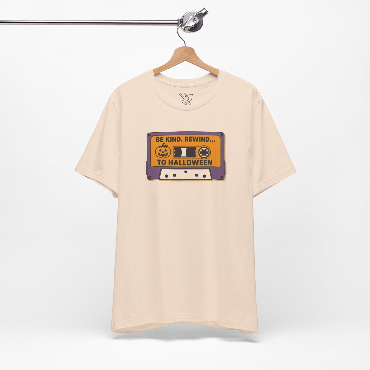 "Be Kind, Rewind to Halloween" T-Shirt, Unisex Casual Wear, Spooky Season Top, Vintage Style Shirt