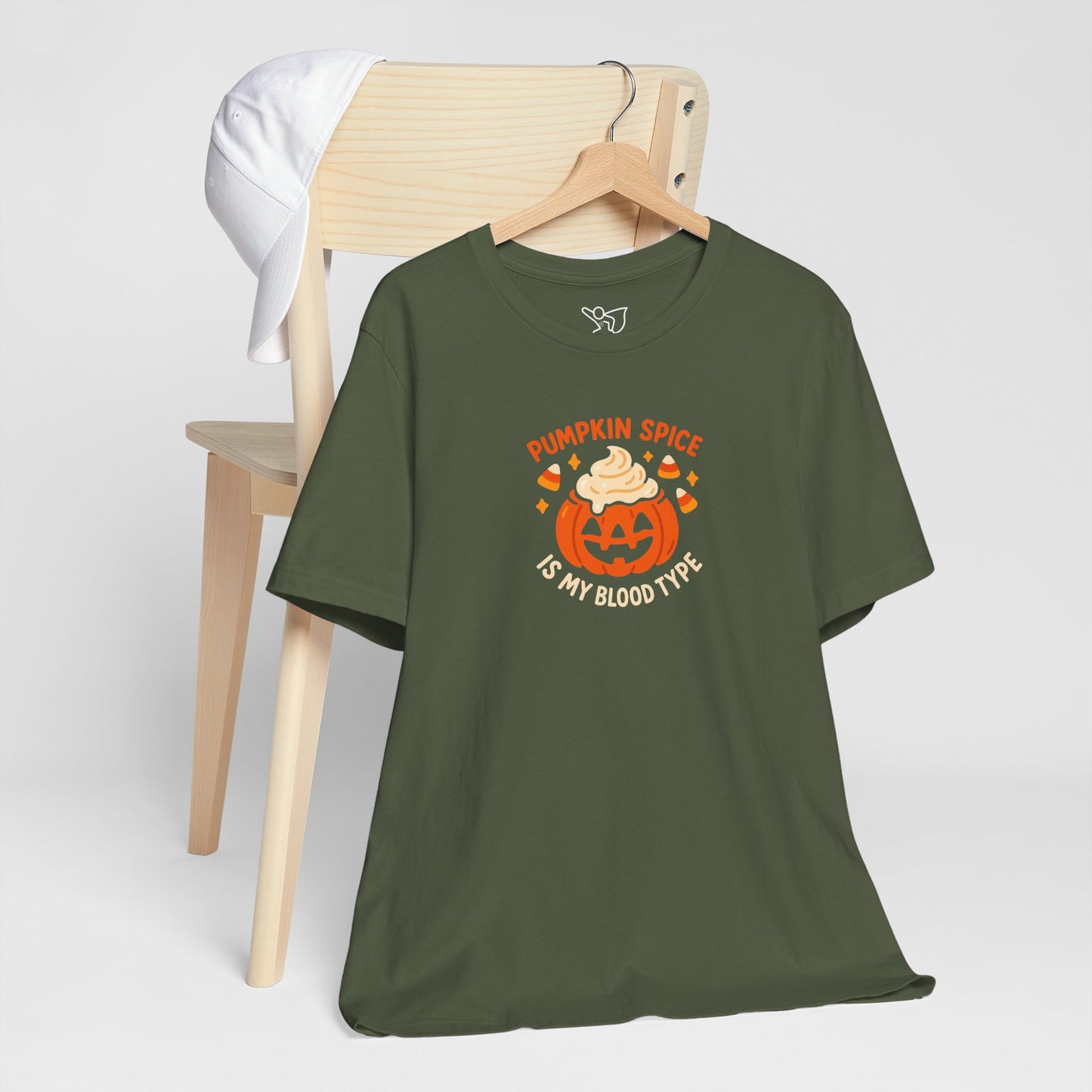 "Pumpkin Spice is My Blood Type" Short Sleeve Tee Fall Fashion, Halloween Shirt, Coffee Lover Gift, Autumn Wardrobe, Seasonal Tee