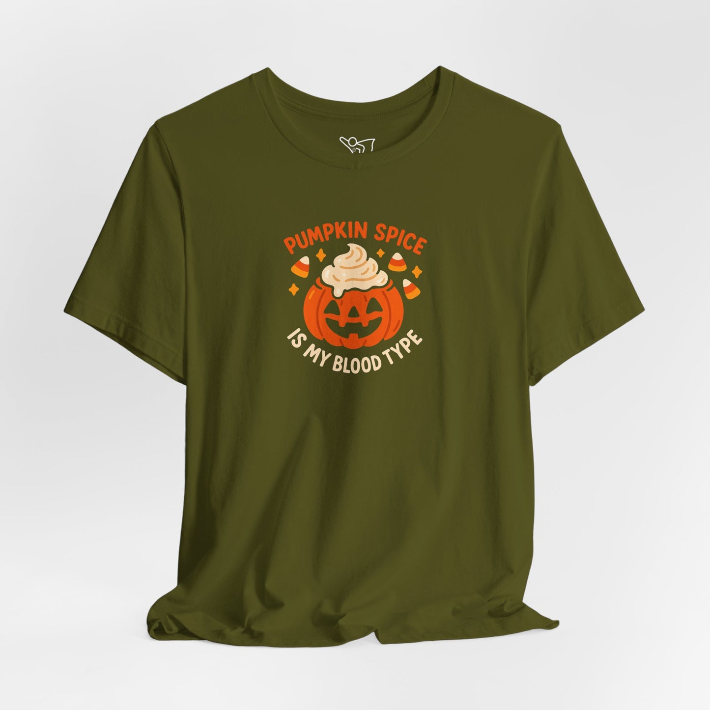 "Pumpkin Spice is My Blood Type" Short Sleeve Tee Fall Fashion, Halloween Shirt, Coffee Lover Gift, Autumn Wardrobe, Seasonal Tee