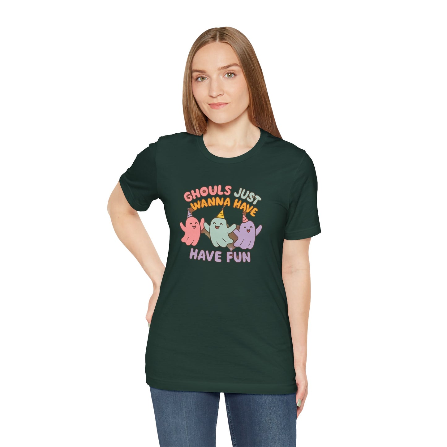 "Ghouls Just Wanna Have Fun" T-Shirt for Halloween, Unisex Graphic Shirt, Cute Ghosts Tee, Casual Wear, Gift for Friends