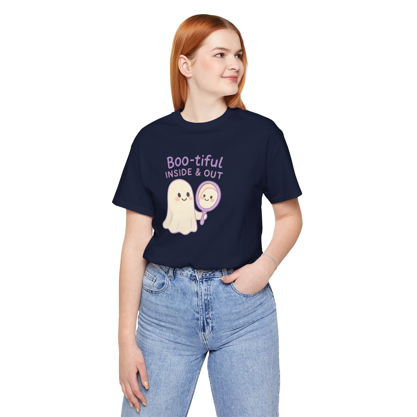 "Boo-tiful Inside Out" Ghost Tee, Cute Halloween Shirt, Unisex Short Sleeve T-Shirt, Fall Apparel, Spooky Vibes, Gift for Halloween Lovers