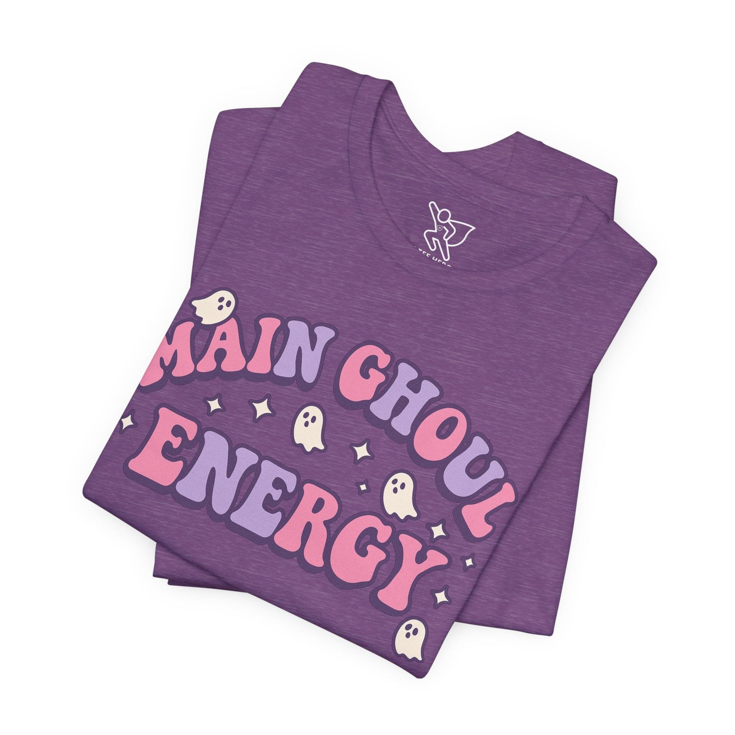 "Main Ghoul Energy" Unisex Short Sleeve T-Shirt, Halloween Party Shirt, Cute Graphic Tee, Gift for Ghost Lovers, Trendy Casual Wear