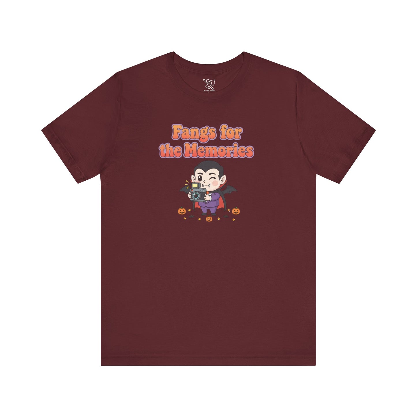 "Fangs for the Memories" Unisex Short Sleeve Shirt, Casual Halloween Outfit, Gift for Spooky Season, Halloween Shirt