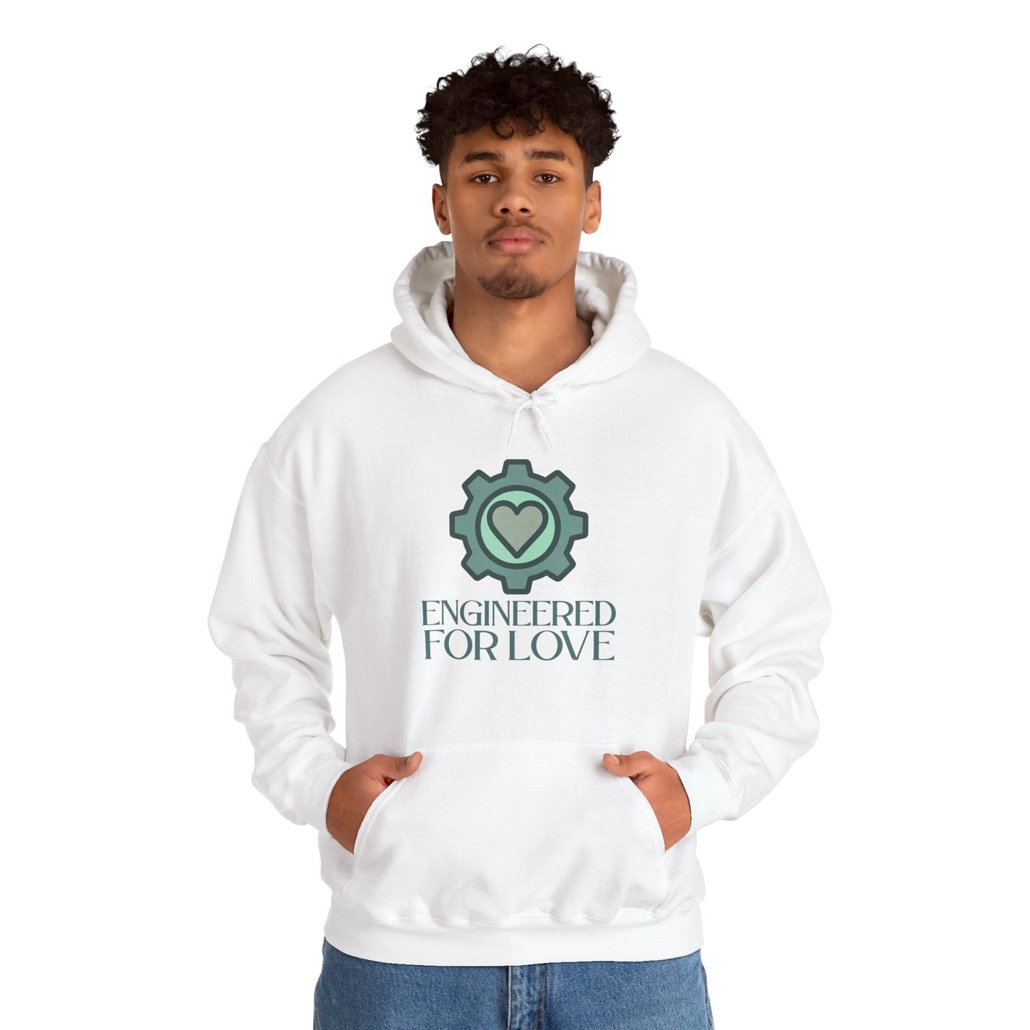 "Engineered for Love" Hoodie Cozy Unisex Sweatshirt, Perfect Gift for Engineers, Valentine's Day, Casual Wear, Birthday Present CW-1 Teal