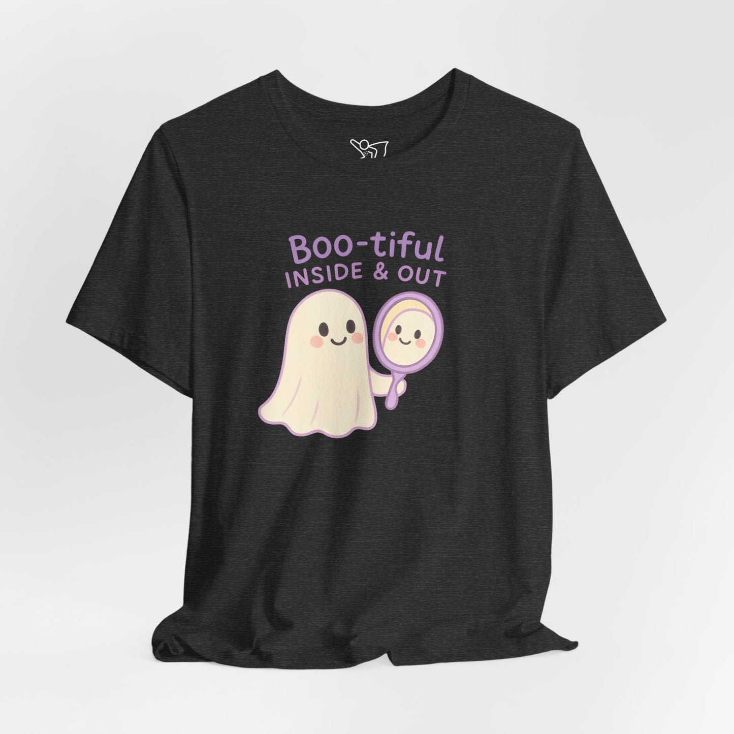 "Boo-tiful Inside Out" Ghost Tee, Cute Halloween Shirt, Unisex Short Sleeve T-Shirt, Fall Apparel, Spooky Vibes, Gift for Halloween Lovers