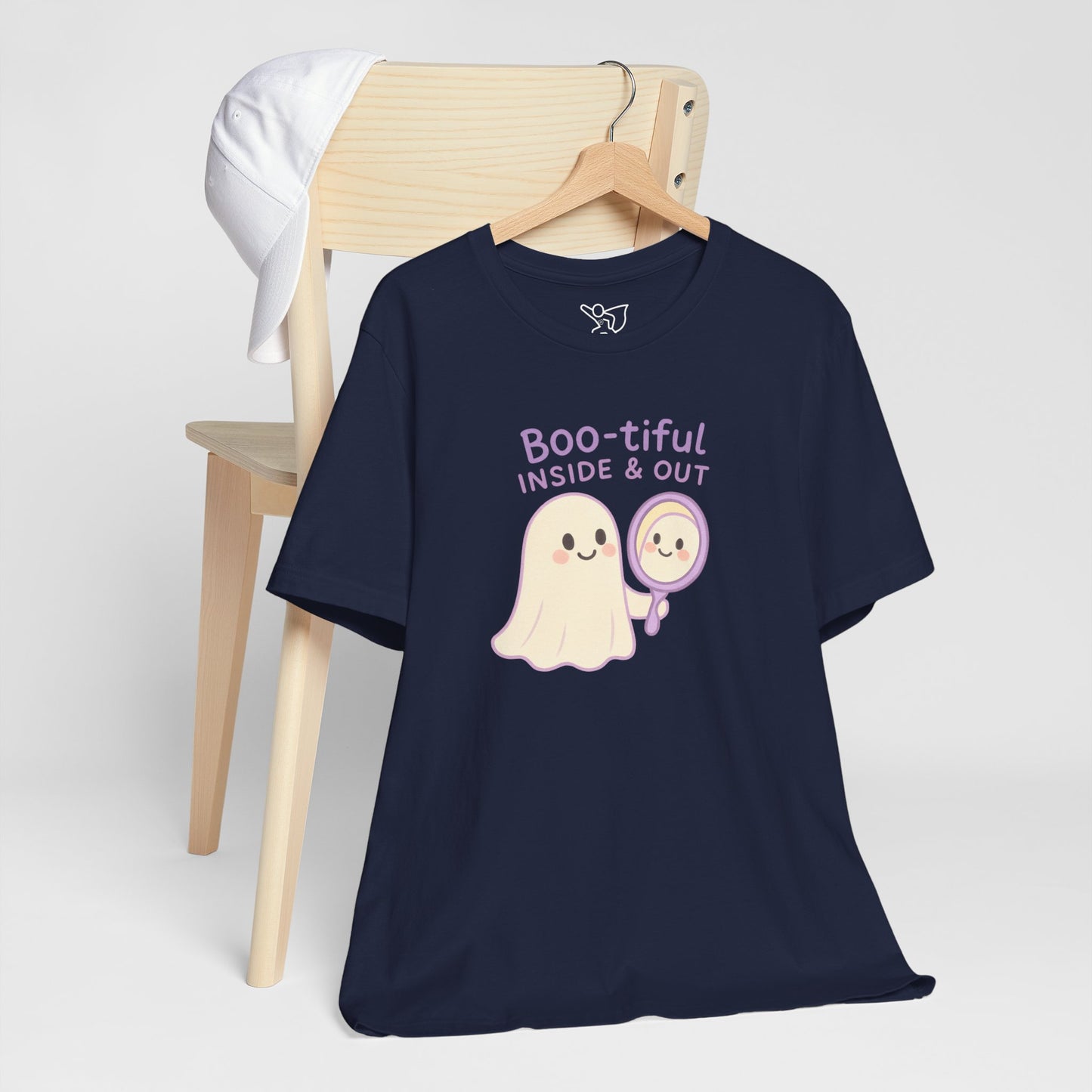 "Boo-tiful Inside Out" Ghost Tee, Cute Halloween Shirt, Unisex Short Sleeve T-Shirt, Fall Apparel, Spooky Vibes, Gift for Halloween Lovers