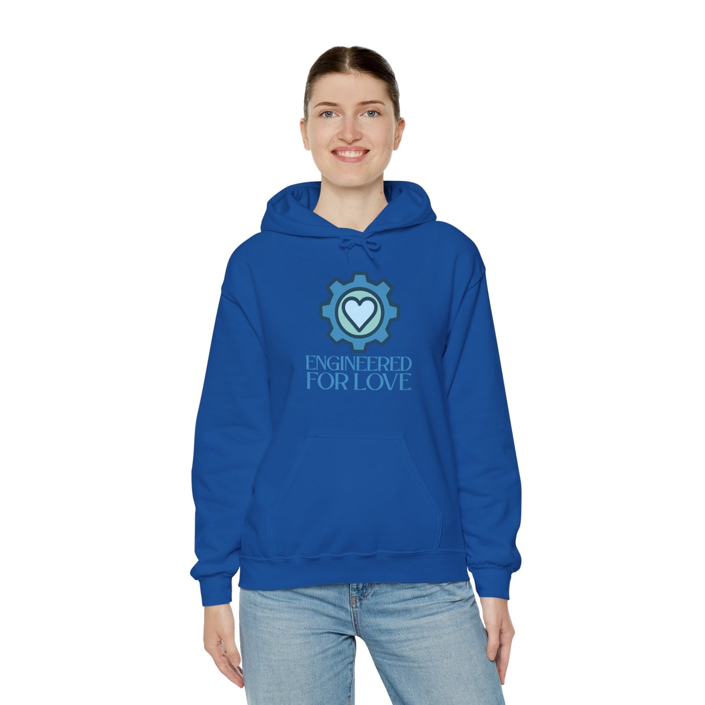 "Engineered for Love" Hoodie Cozy Unisex Sweatshirt, Perfect Gift for Engineers, Valentine's Day, Casual Wear, Birthday Present CW-2 Blue