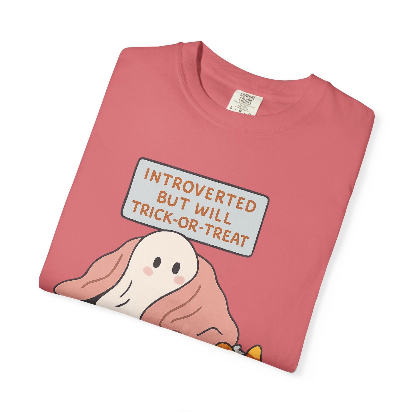 "Introverted But Will Trick or Treat" Unisex Halloween Tee, Funny Trick-or-Treat Shirt, Spooky Season Apparel, Gift for Introverts