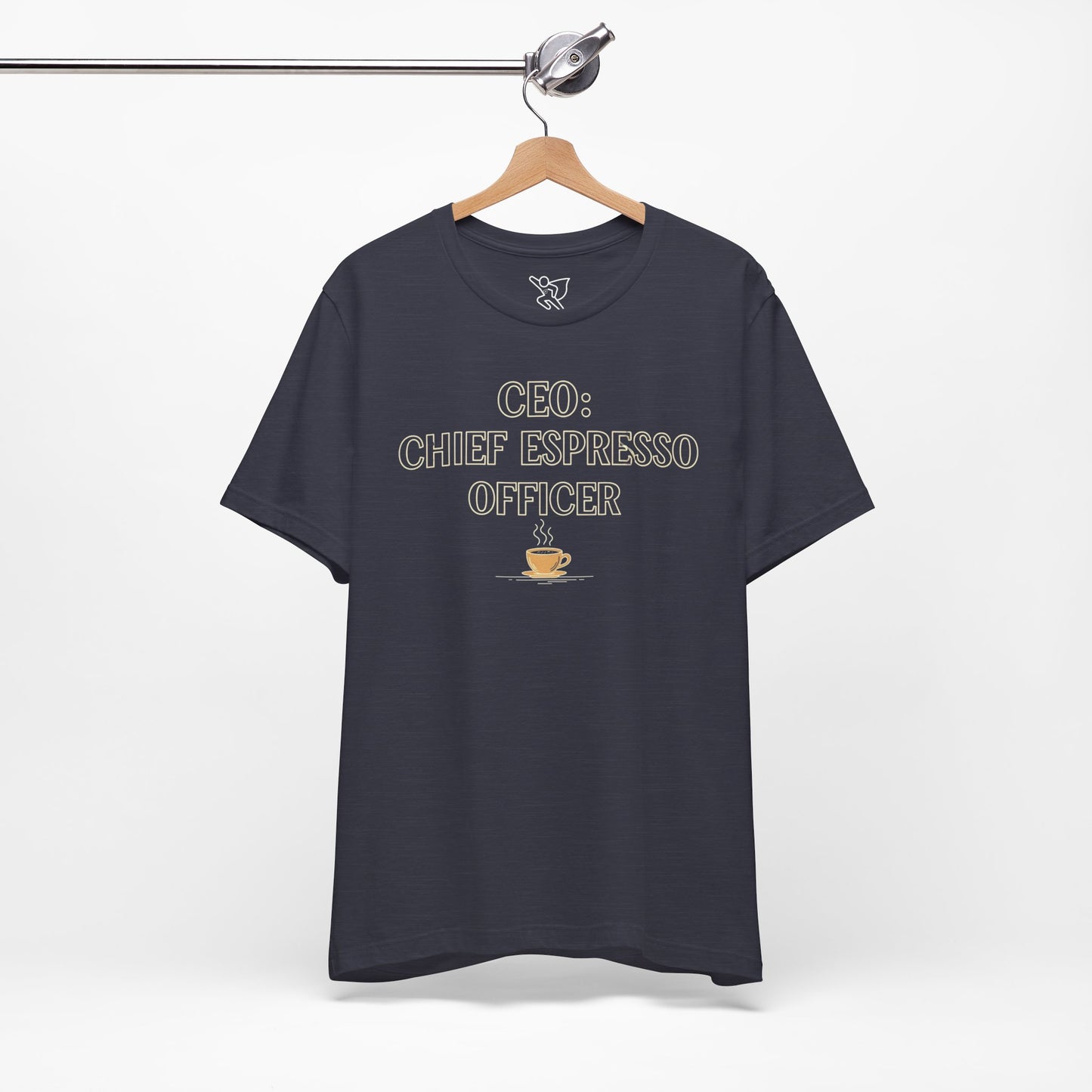 "CEO: Chief Espresso Officer" CW-1 Unisex Jersey T-Shirt for Baristas, Funny Coffee Shirt for Gifts, Perfect for Birthdays, Coffee Shop Outfits