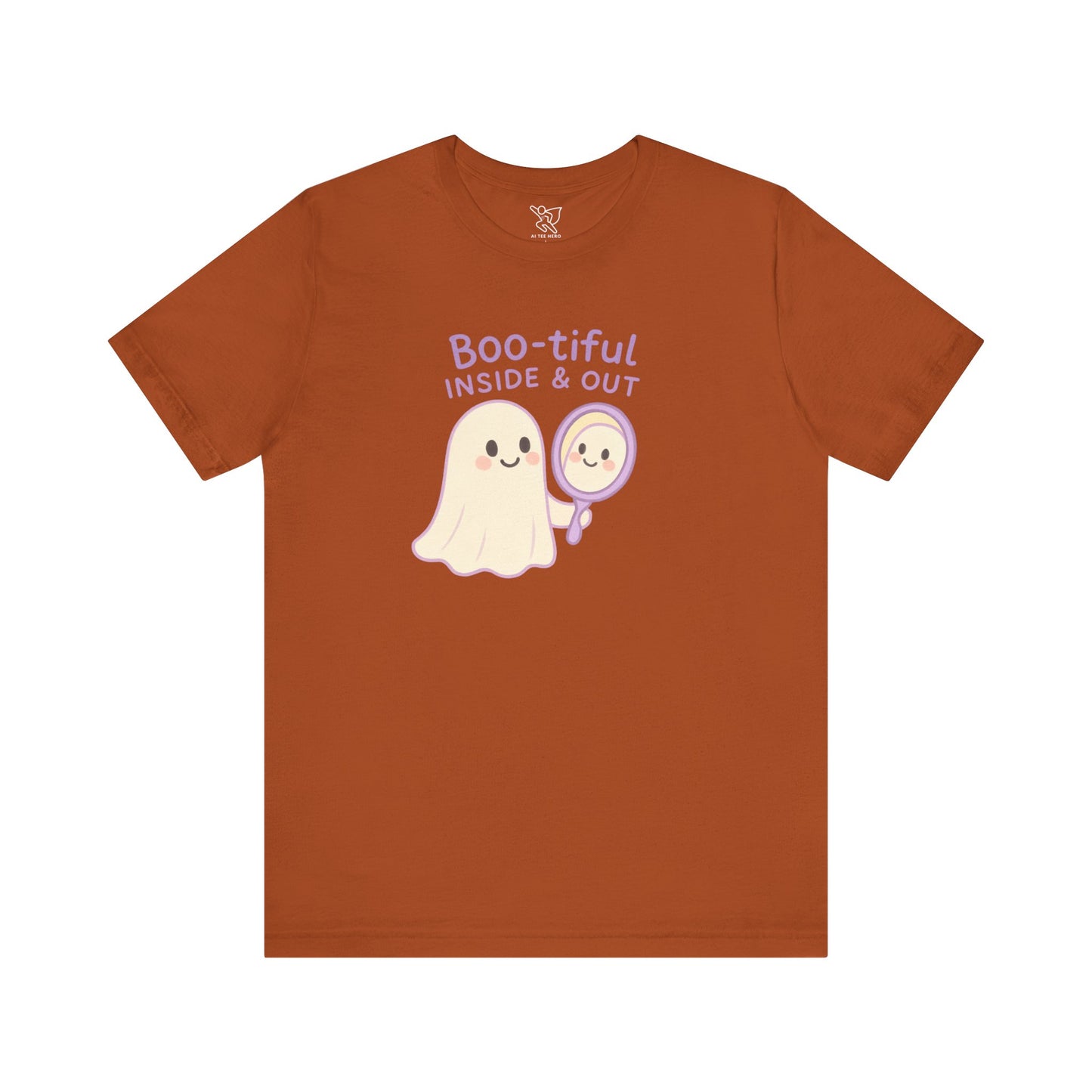 "Boo-tiful Inside Out" Ghost Tee, Cute Halloween Shirt, Unisex Short Sleeve T-Shirt, Fall Apparel, Spooky Vibes, Gift for Halloween Lovers