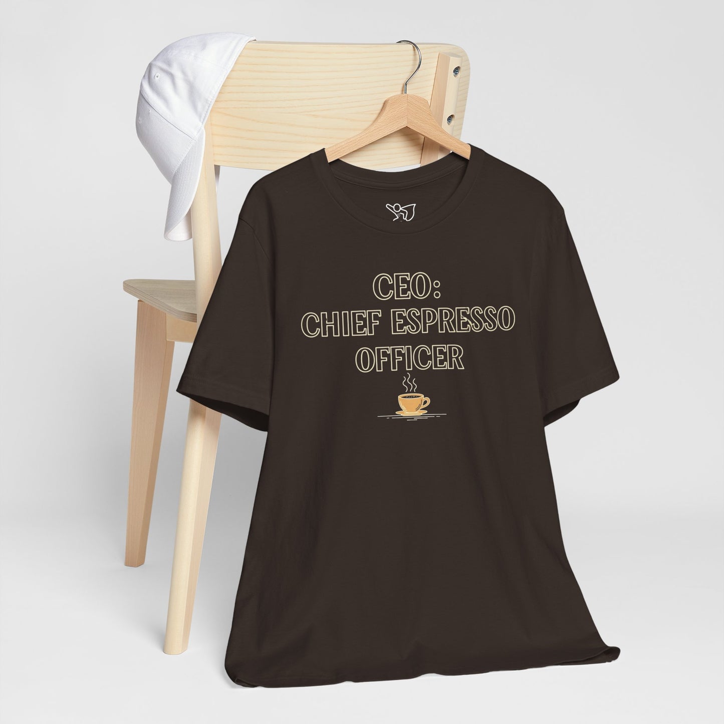 "CEO: Chief Espresso Officer" CW-1 Unisex Jersey T-Shirt for Baristas, Funny Coffee Shirt for Gifts, Perfect for Birthdays, Coffee Shop Outfits