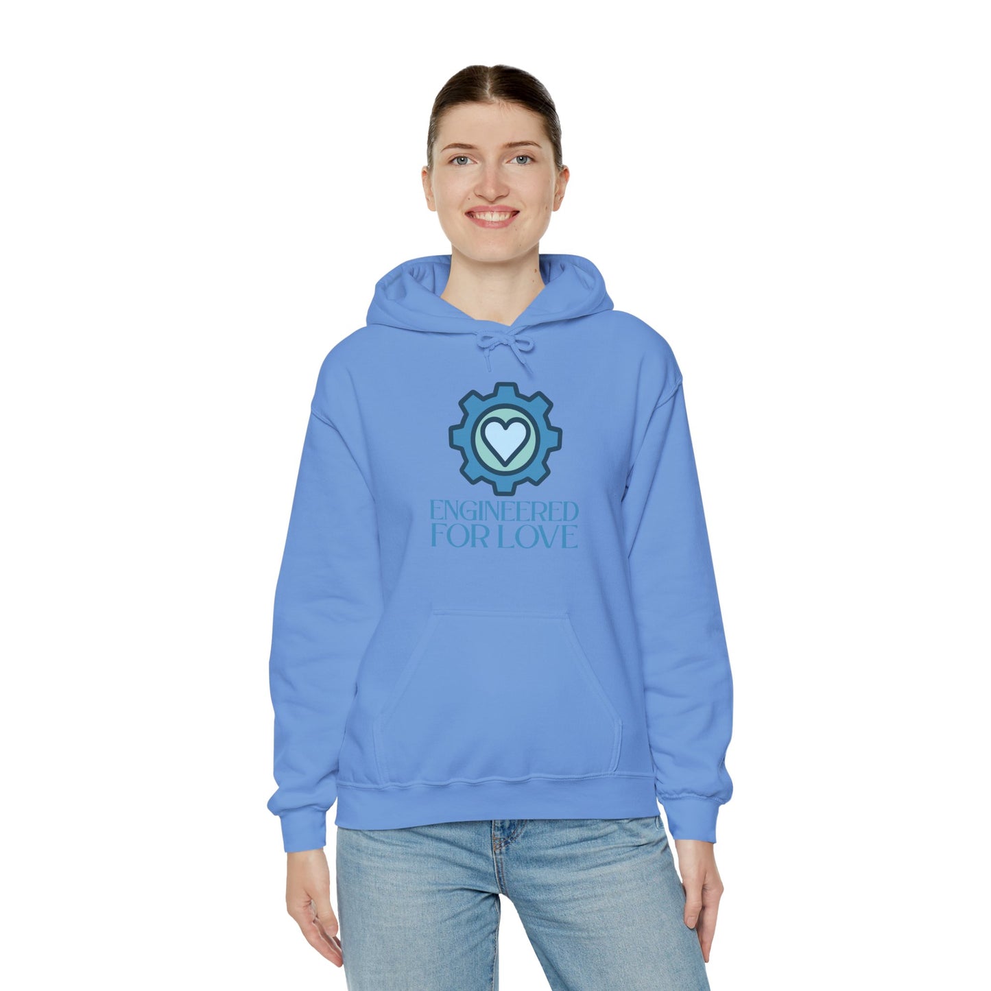 "Engineered for Love" Hoodie Cozy Unisex Sweatshirt, Perfect Gift for Engineers, Valentine's Day, Casual Wear, Birthday Present CW-2 Blue