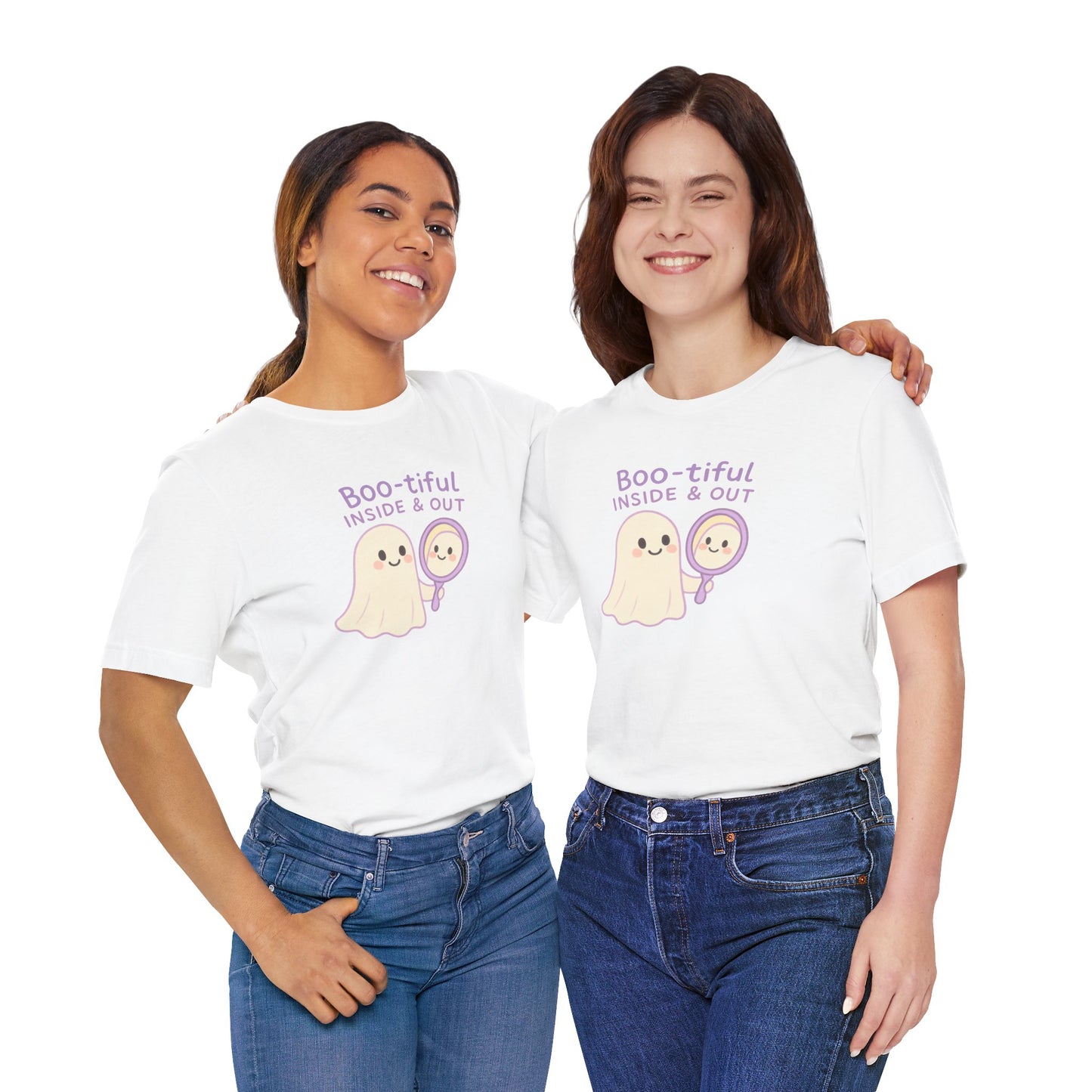 "Boo-tiful Inside Out" Ghost Tee, Cute Halloween Shirt, Unisex Short Sleeve T-Shirt, Fall Apparel, Spooky Vibes, Gift for Halloween Lovers