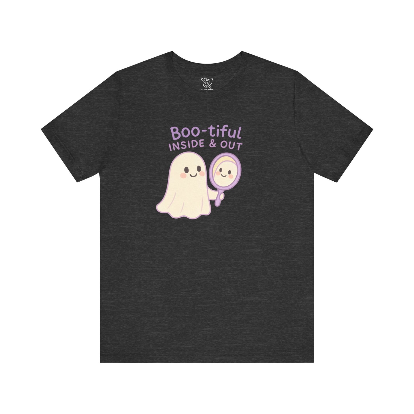 "Boo-tiful Inside Out" Ghost Tee, Cute Halloween Shirt, Unisex Short Sleeve T-Shirt, Fall Apparel, Spooky Vibes, Gift for Halloween Lovers