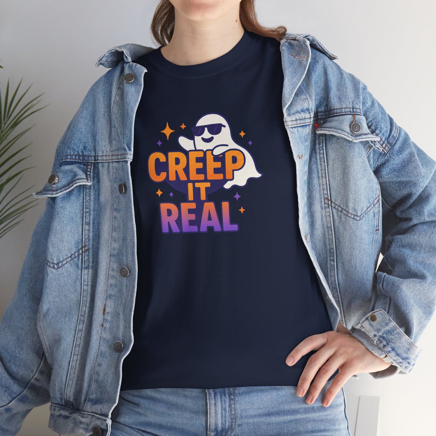 "Creep It Real" Halloween Humor Unisex Graphic Shirt, Ghost Lover Gift, Spooky Season Apparel, Funny Halloween T-Shirt