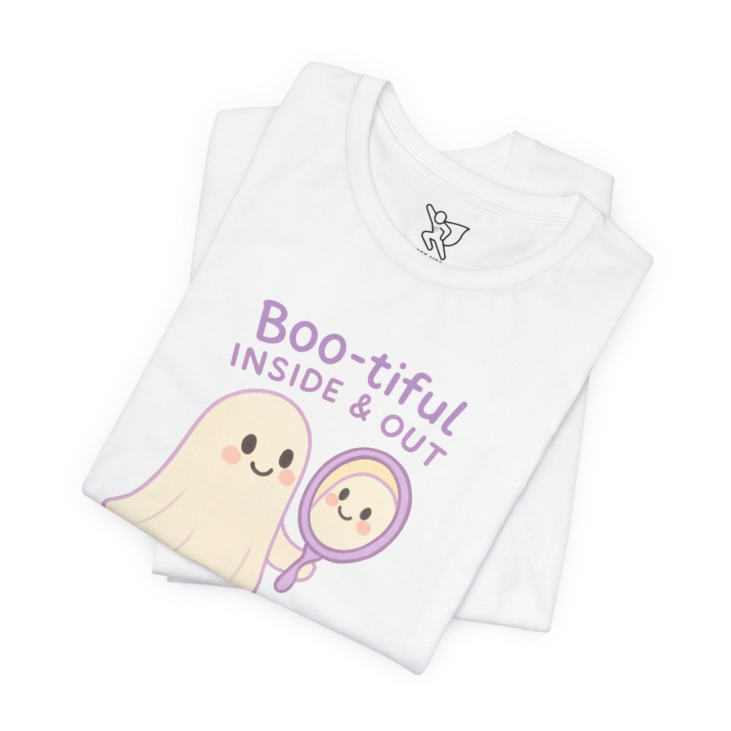 "Boo-tiful Inside Out" Ghost Tee, Cute Halloween Shirt, Unisex Short Sleeve T-Shirt, Fall Apparel, Spooky Vibes, Gift for Halloween Lovers