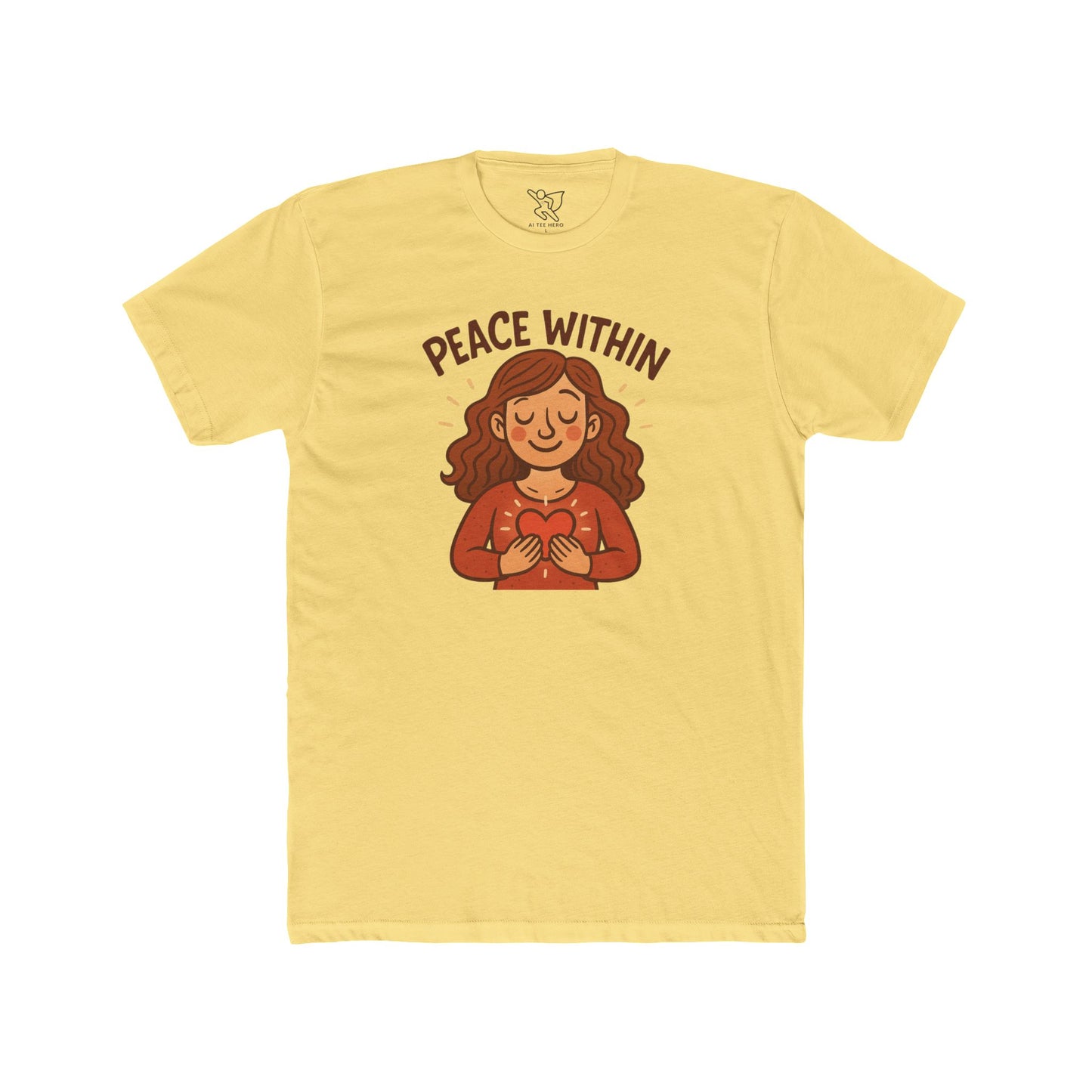 "Peace Within" Unisex Cotton Crew Tee, Relaxed Shirt, Mindfulness Apparel, Gift for Yoga Lovers, Inspirational Clothing - MINDSet Collection