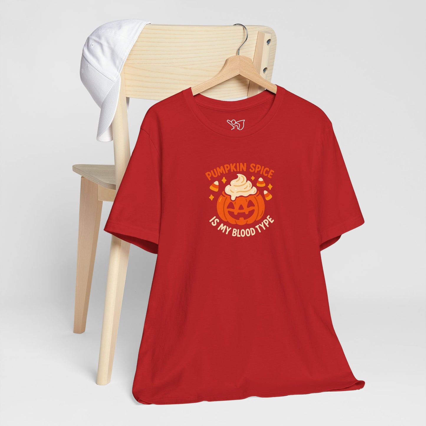"Pumpkin Spice is My Blood Type" Short Sleeve Tee Fall Fashion, Halloween Shirt, Coffee Lover Gift, Autumn Wardrobe, Seasonal Tee