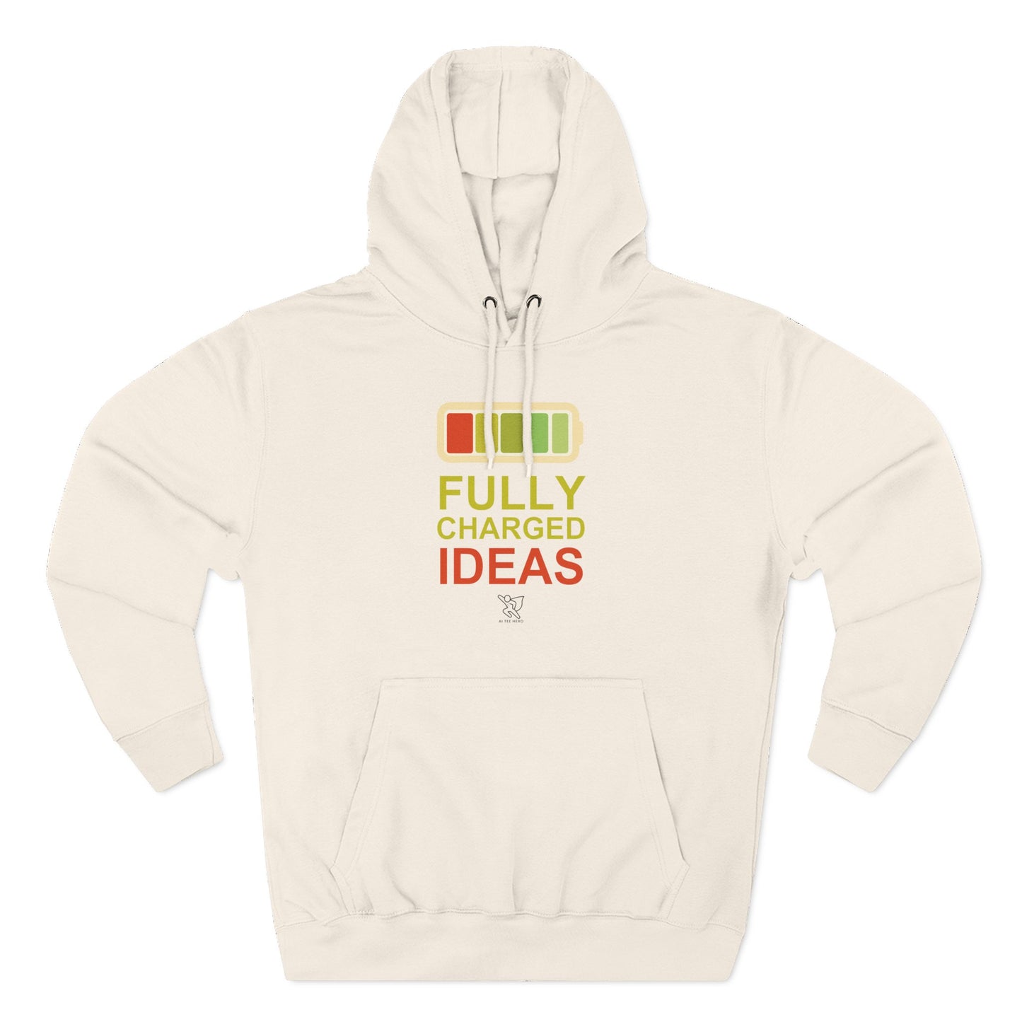 "Fully Charged Ideas" Motivational Fleece Sweatshirt, Cozy Gift for Creatives, Perfect for Inspiration, Fun Wear for All Occasions