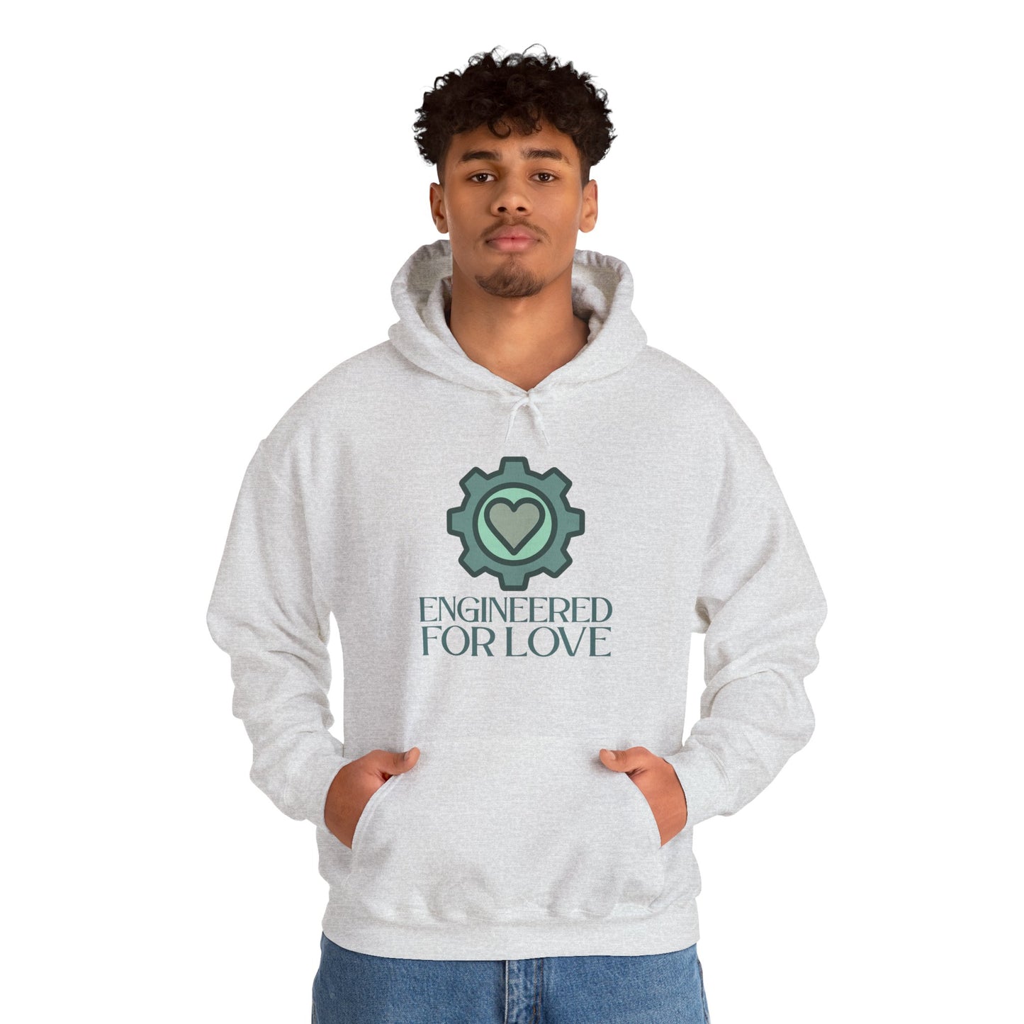 "Engineered for Love" Hoodie Cozy Unisex Sweatshirt, Perfect Gift for Engineers, Valentine's Day, Casual Wear, Birthday Present CW-1 Teal