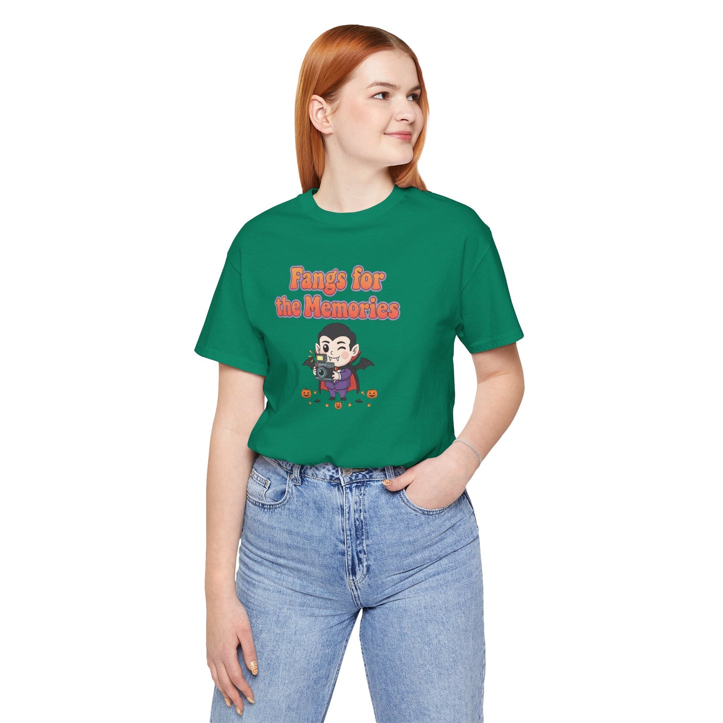 "Fangs for the Memories" Unisex Short Sleeve Shirt, Casual Halloween Outfit, Gift for Spooky Season, Halloween Shirt