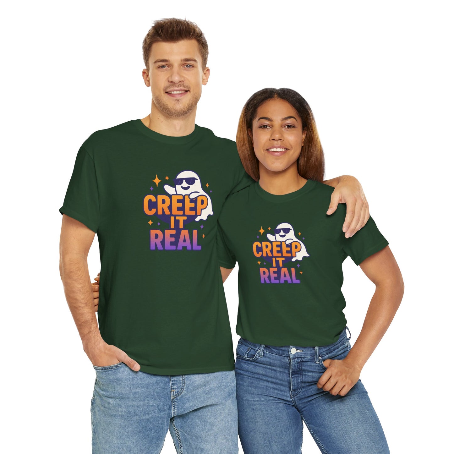 "Creep It Real" Halloween Humor Unisex Graphic Shirt, Ghost Lover Gift, Spooky Season Apparel, Funny Halloween T-Shirt