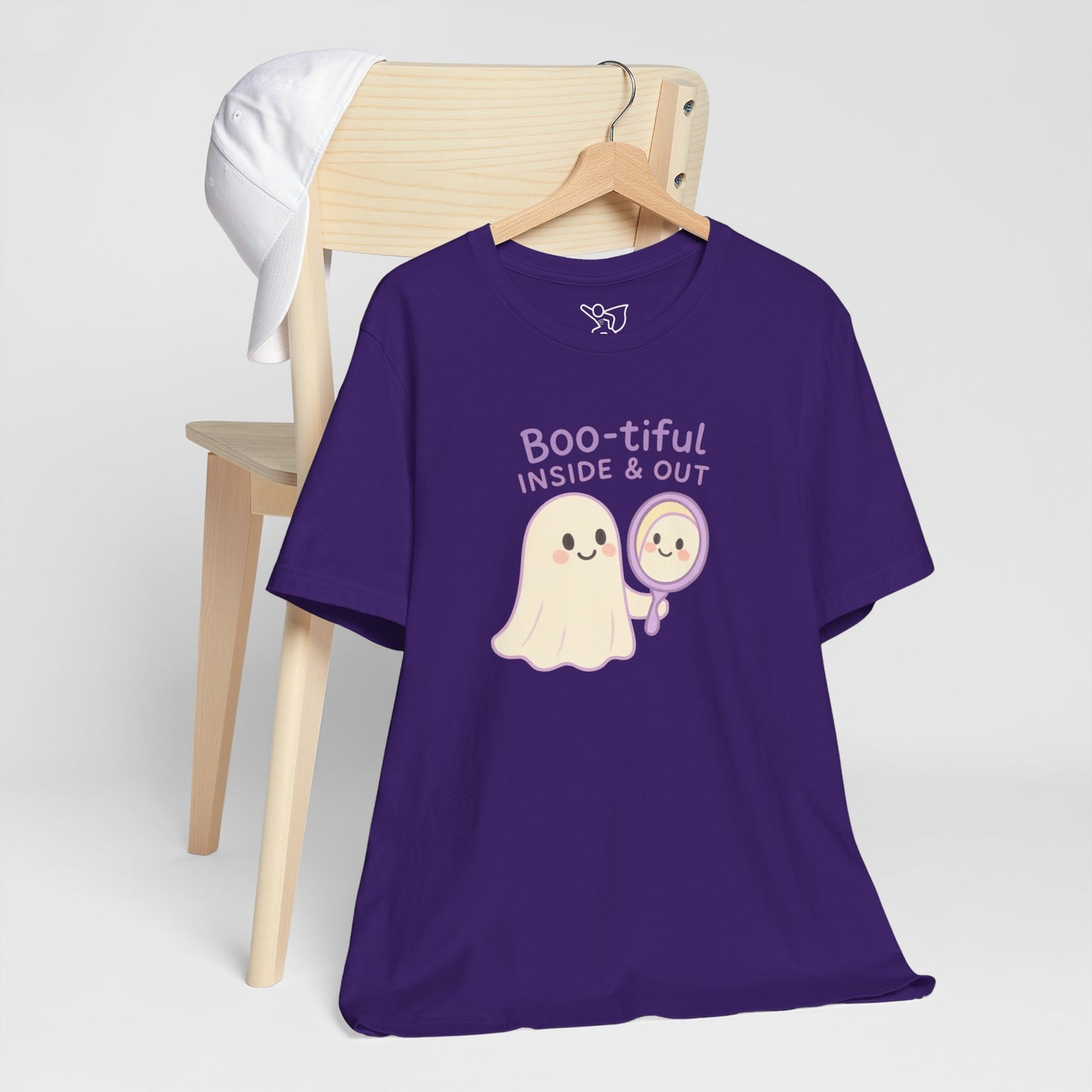 "Boo-tiful Inside Out" Ghost Tee, Cute Halloween Shirt, Unisex Short Sleeve T-Shirt, Fall Apparel, Spooky Vibes, Gift for Halloween Lovers