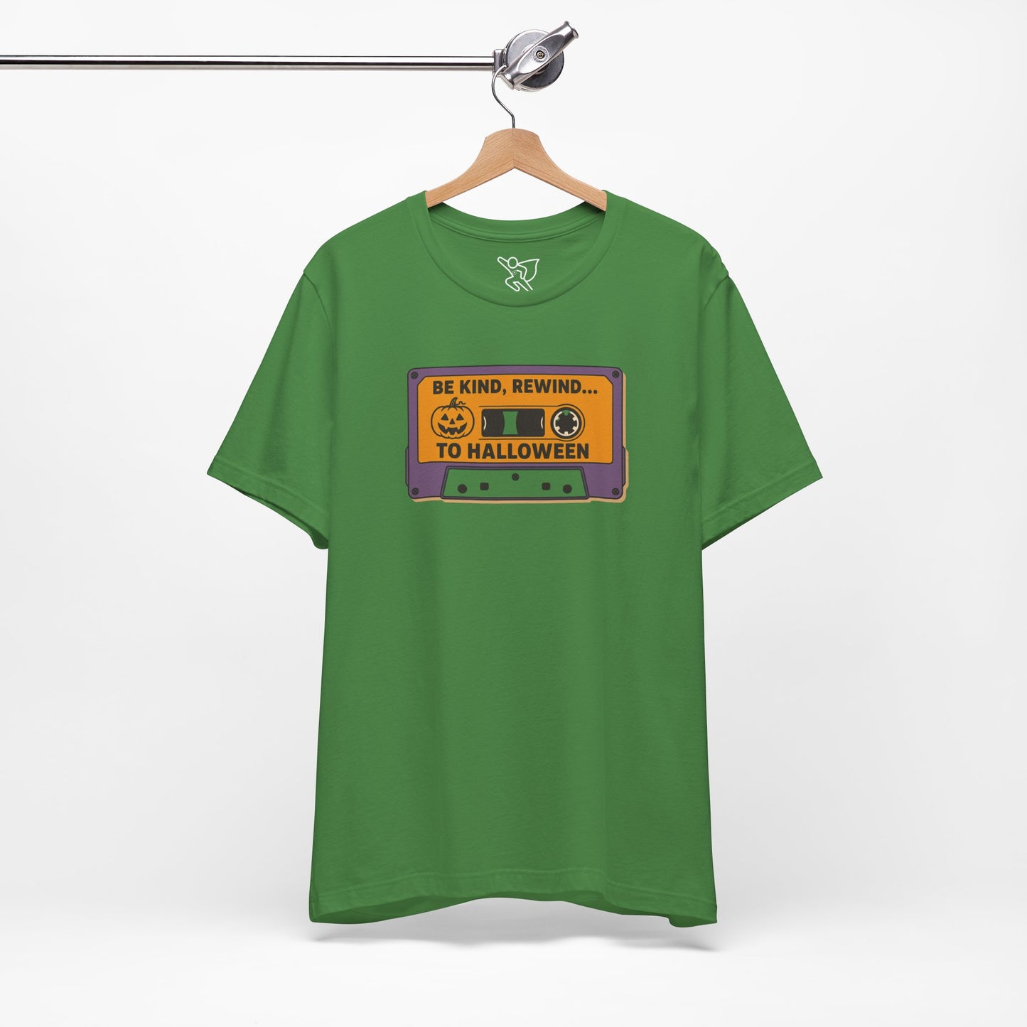 "Be Kind, Rewind to Halloween" T-Shirt, Unisex Casual Wear, Spooky Season Top, Vintage Style Shirt