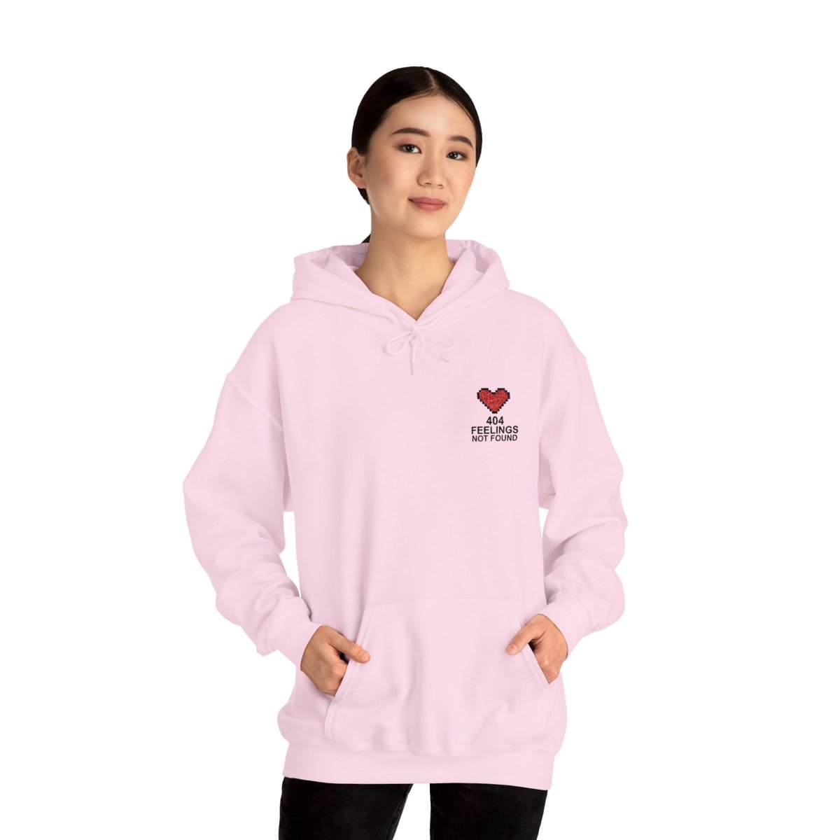 "404 Feelings Not Found" Embroidery Design Unisex Heavy Blend™ Hooded Sweatshirt - AI Tee Hero