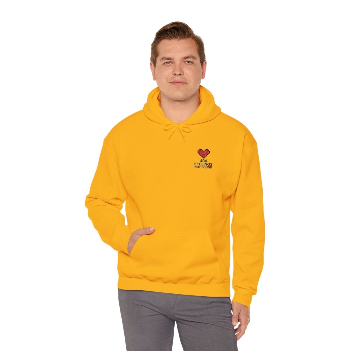 "404 Feelings Not Found" Embroidery Design Unisex Heavy Blend™ Hooded Sweatshirt - AI Tee Hero