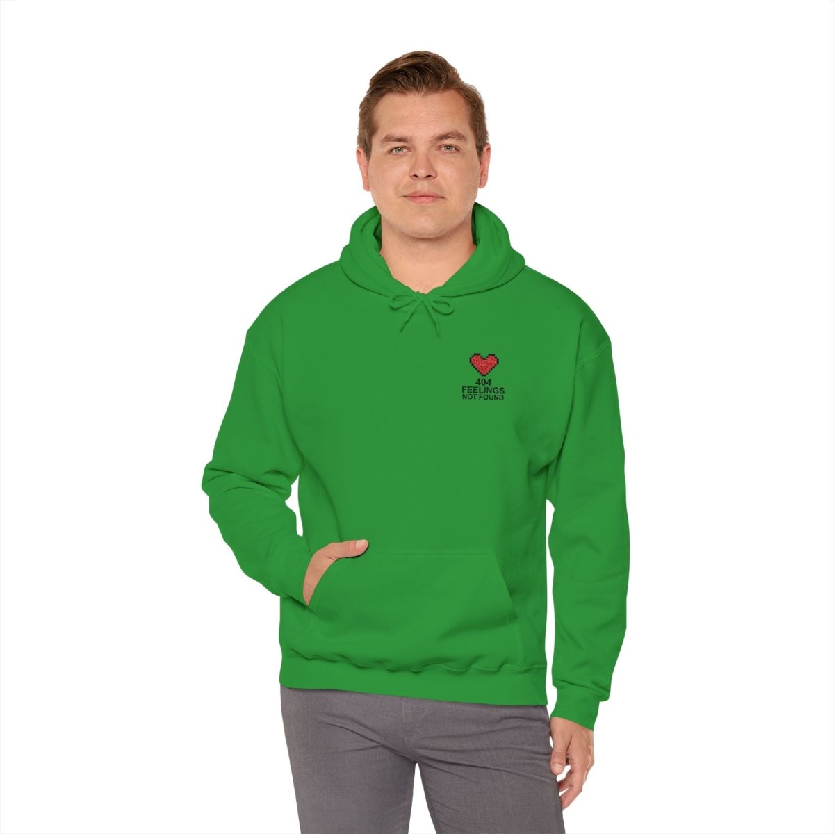 "404 Feelings Not Found" Embroidery Design Unisex Heavy Blend™ Hooded Sweatshirt - AI Tee Hero
