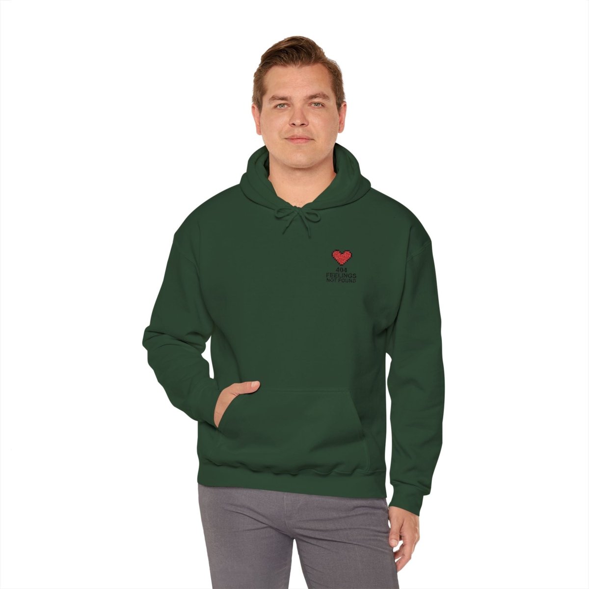 "404 Feelings Not Found" Embroidery Design Unisex Heavy Blend™ Hooded Sweatshirt - AI Tee Hero