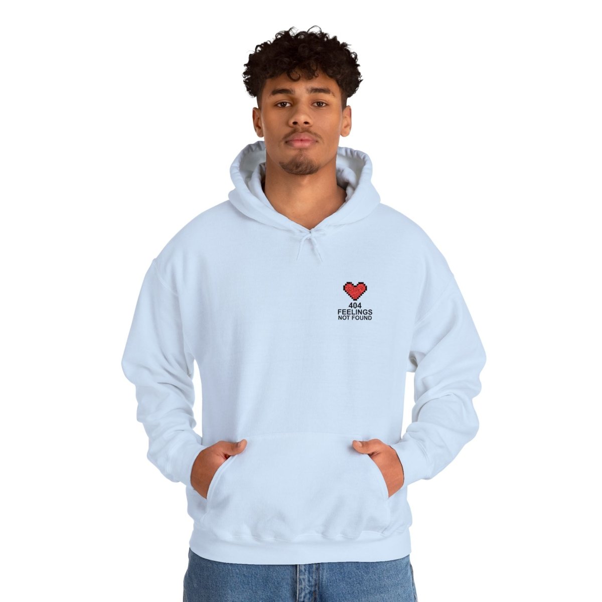 "404 Feelings Not Found" Embroidery Design Unisex Heavy Blend™ Hooded Sweatshirt - AI Tee Hero