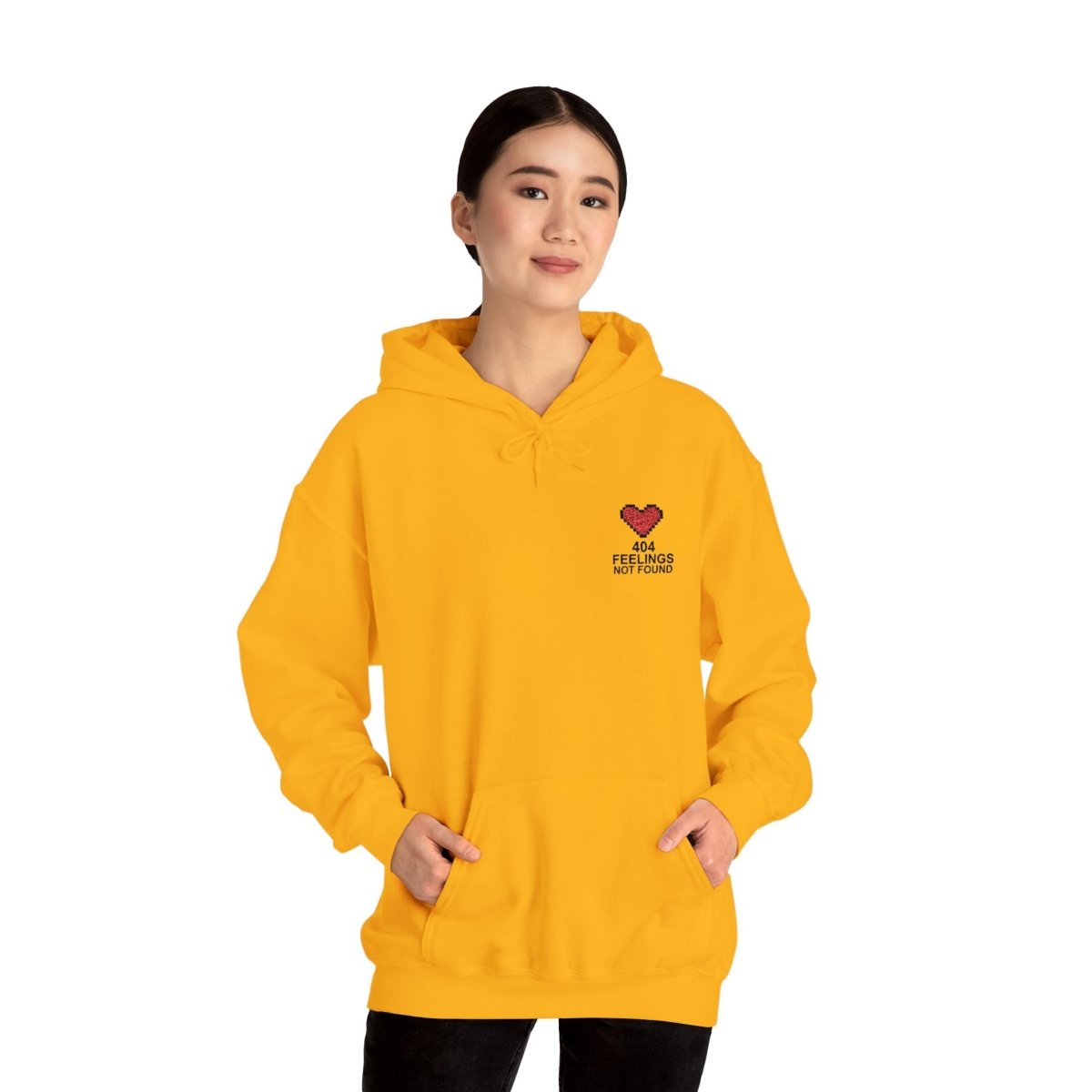 "404 Feelings Not Found" Embroidery Design Unisex Heavy Blend™ Hooded Sweatshirt - AI Tee Hero