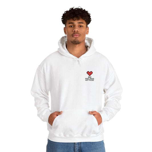 "404 Feelings Not Found" Embroidery Design Unisex Heavy Blend™ Hooded Sweatshirt - AI Tee Hero