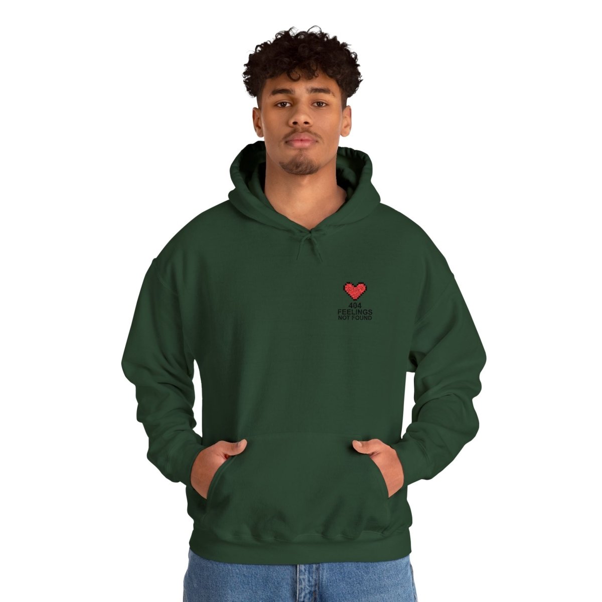 "404 Feelings Not Found" Embroidery Design Unisex Heavy Blend™ Hooded Sweatshirt - AI Tee Hero